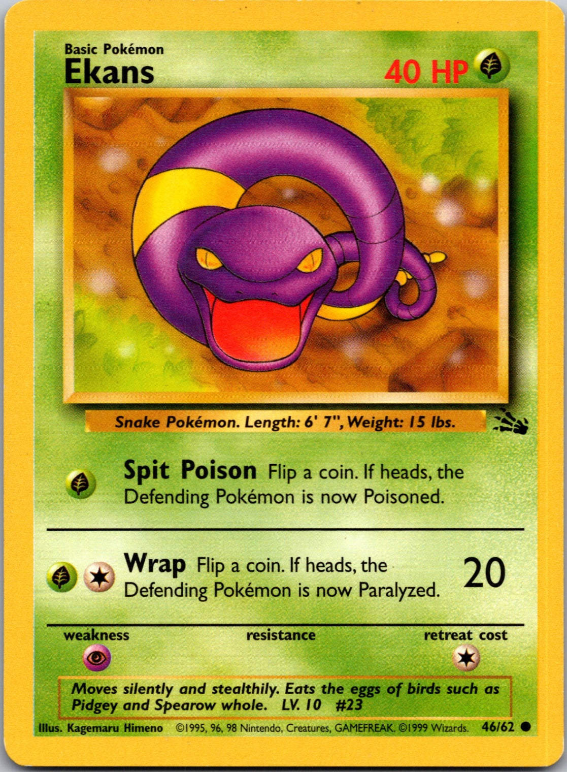 1999 Fossil 46/62 Ekans Common M226