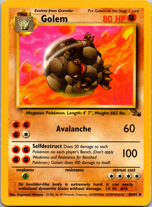 2000 Fossil 36/62 Golem Uncommon A323