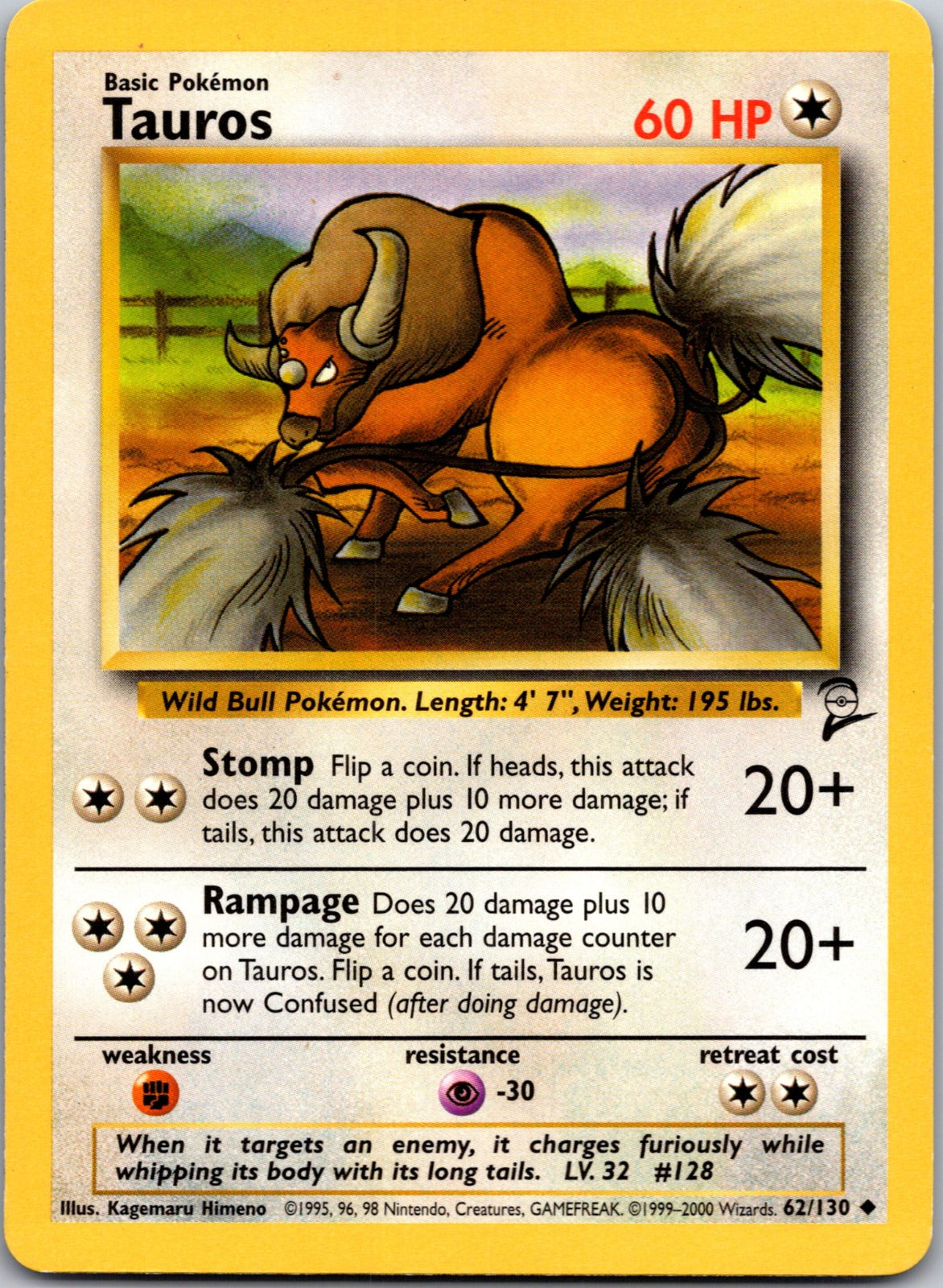 2000 Base Set 2 062/130 Tauros LP