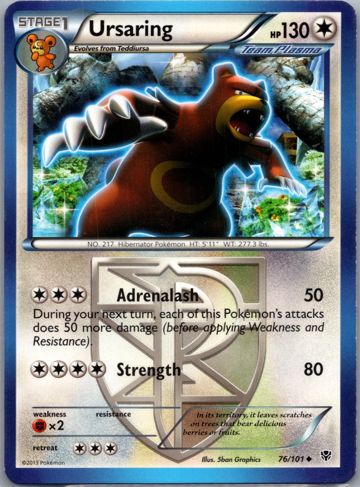 2013 Plasma Blast 76/101 Ursaring (Team Plasma) LP