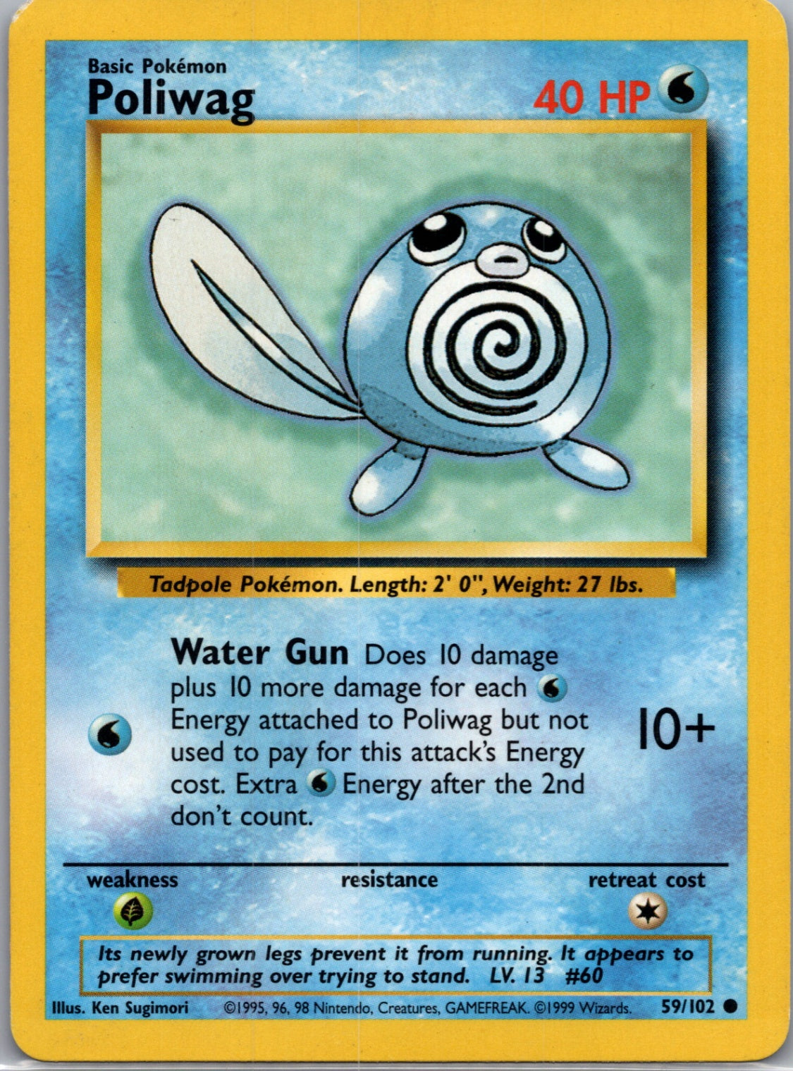 Base Set (Shadowless) 059/102 Poliwag Common NM