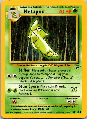 1999 Base Set 2 081/130 Metapod Common A284
