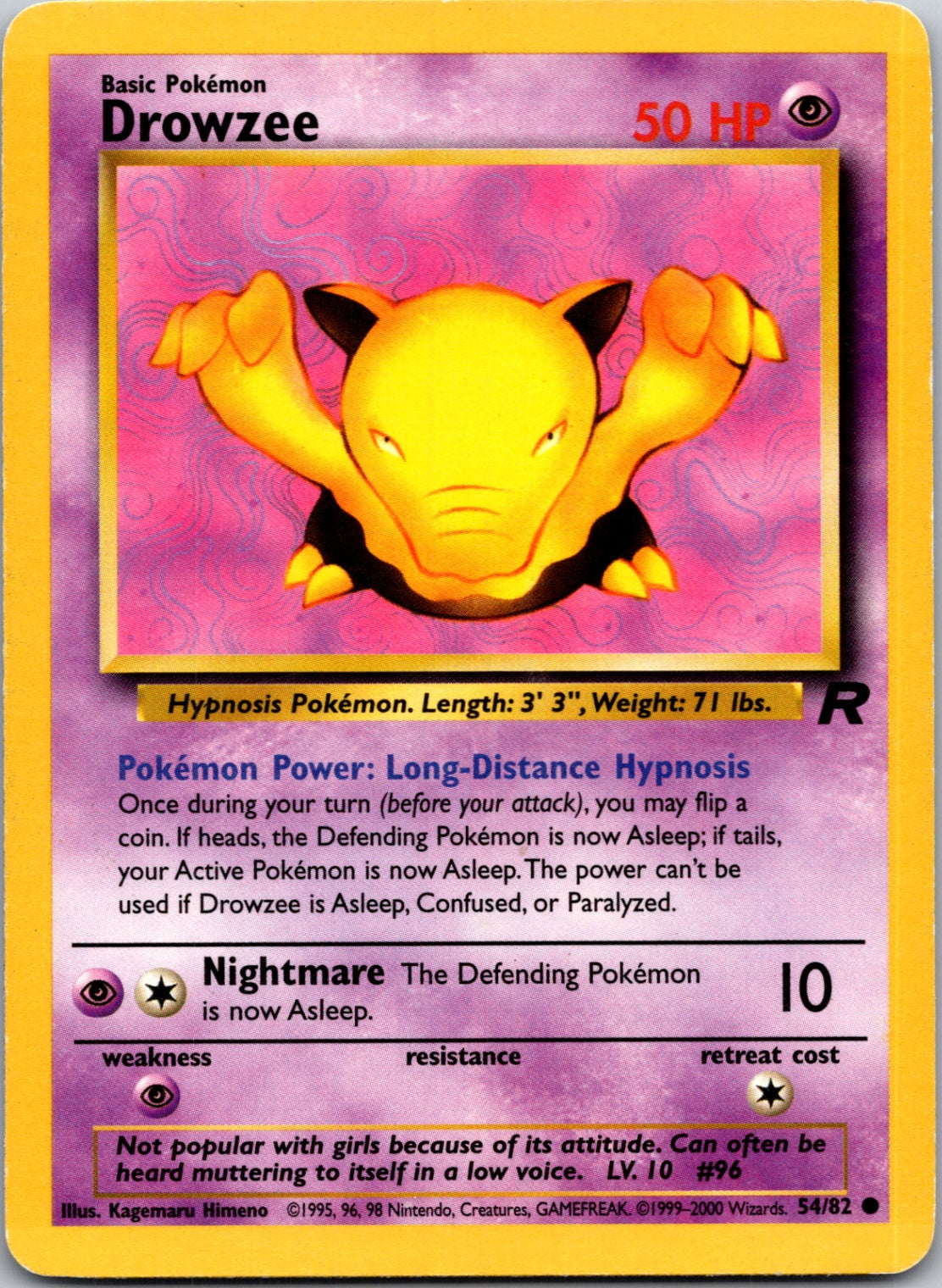 2000 Team Rocket 54/82 Drowzee Common M195