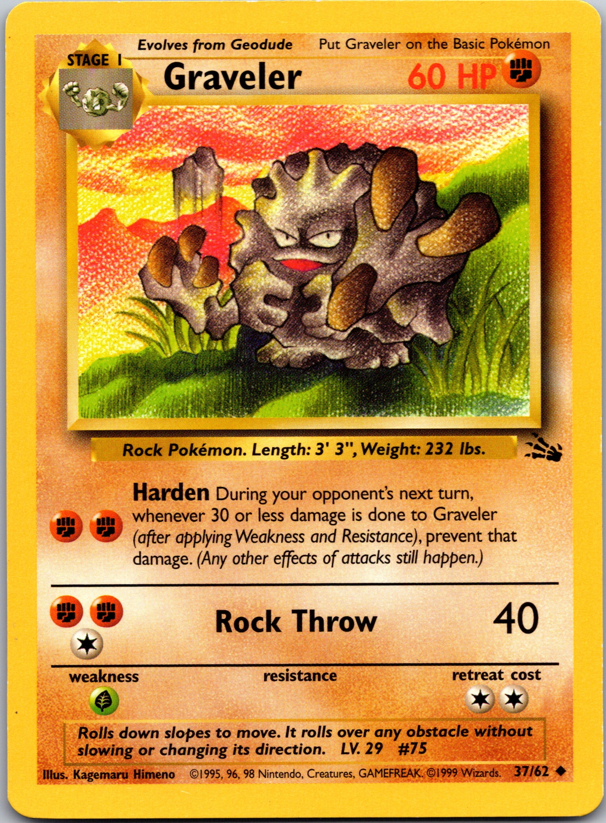 2000 Fossil 37/62 Graveler Uncommon A318