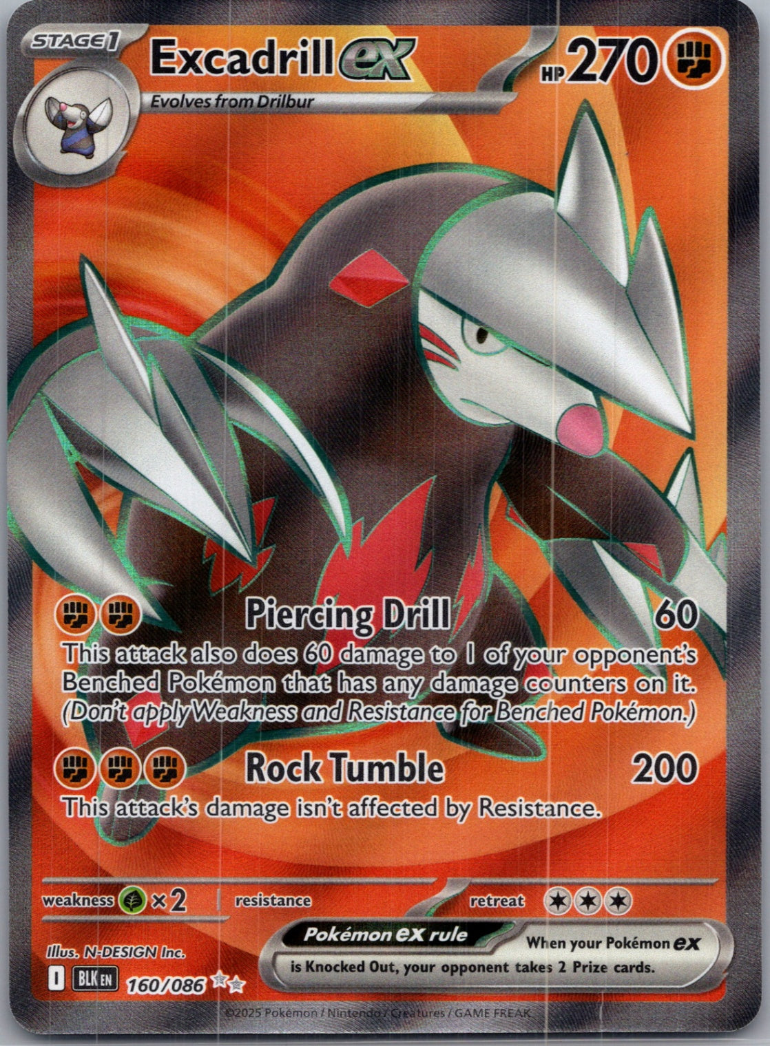 2025 SV: Black Bolt 160/086 Excadrill ex Ultra Rare F207