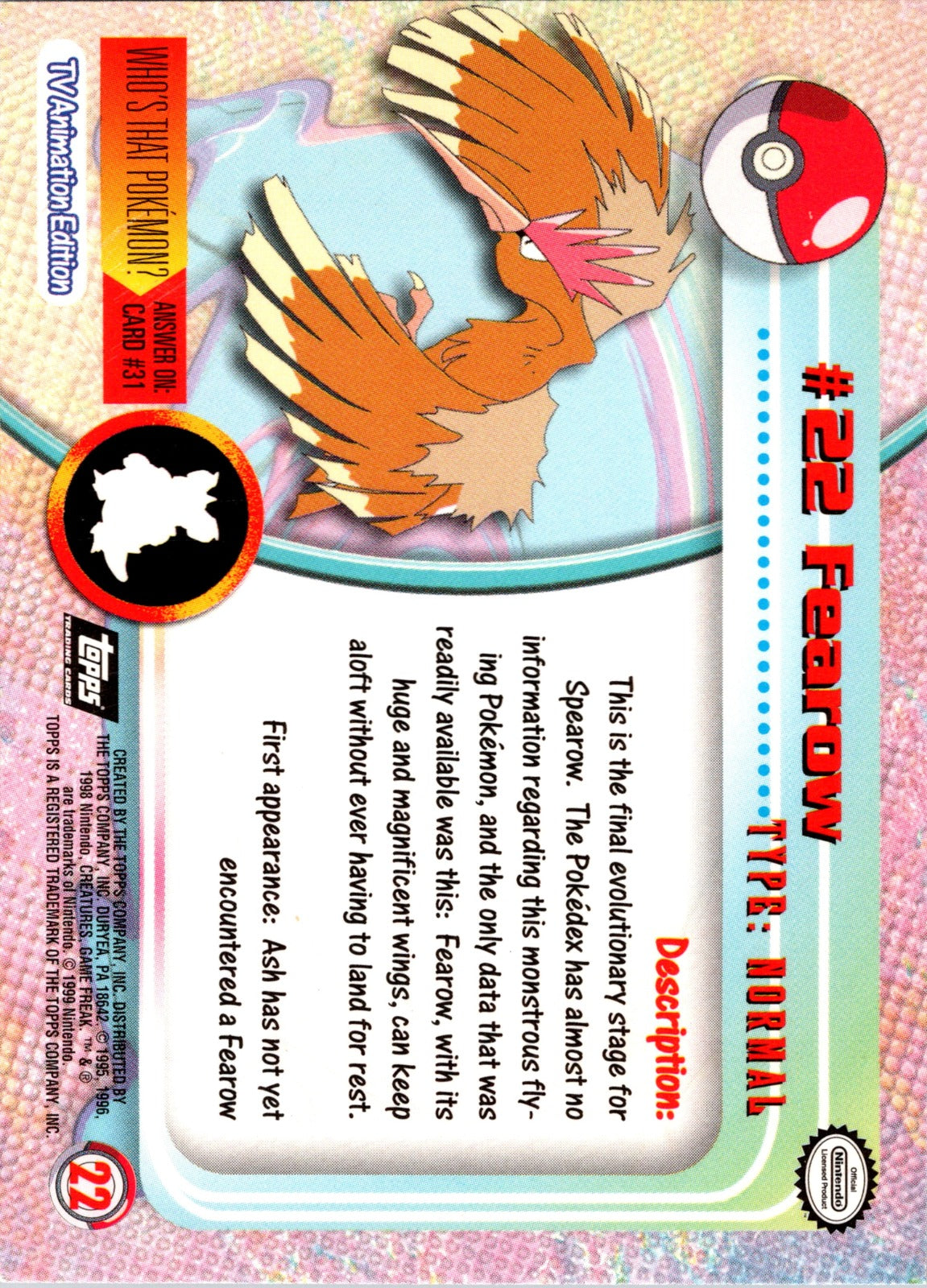 1999 Topps Fearow [Holofoil] MP  X29