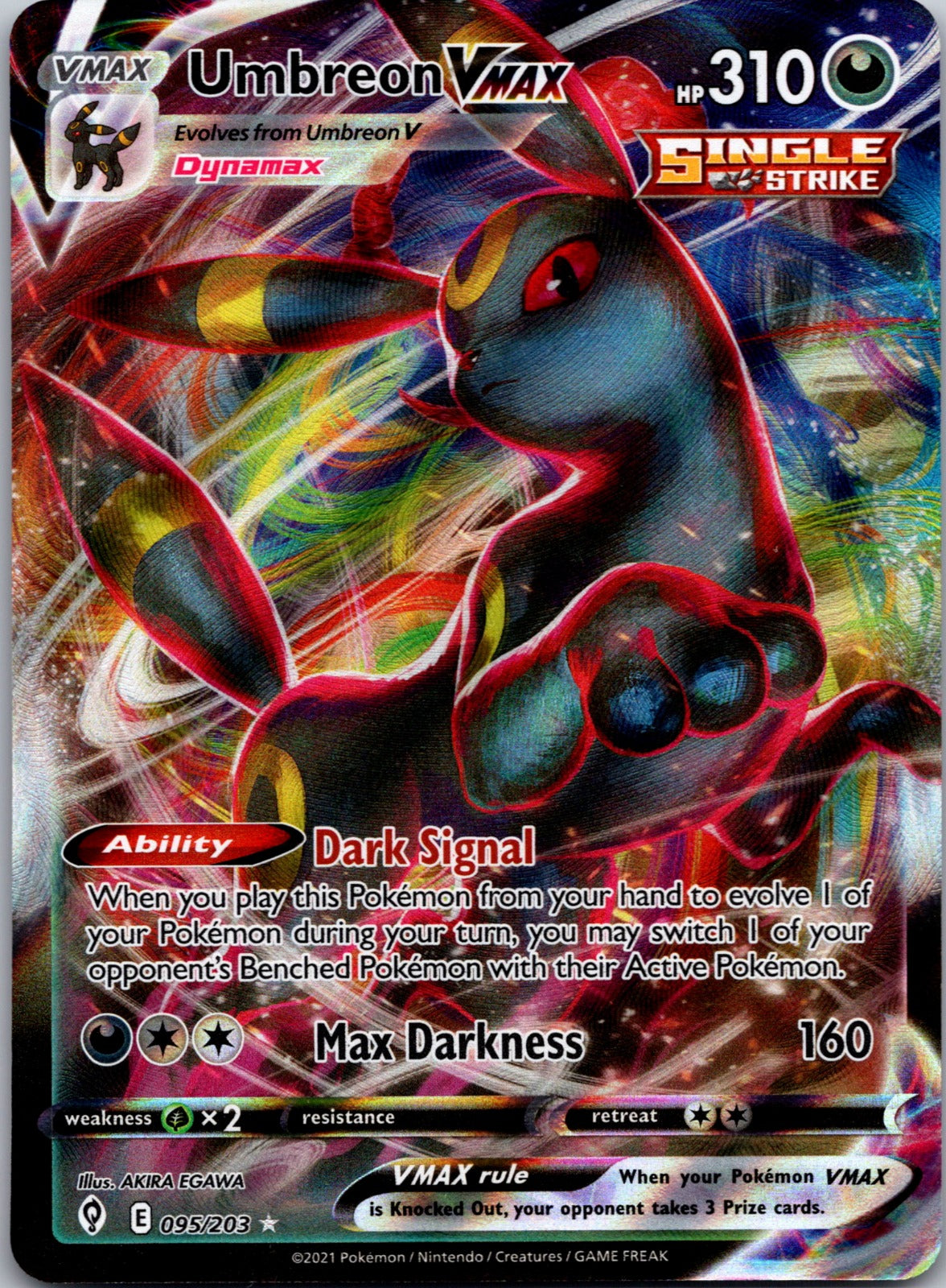 2021 SWSH07: Evolving Skies 095/203 Umbreon VMAX NM
