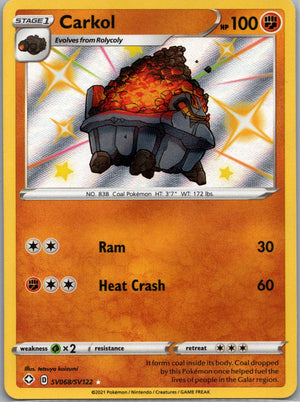 2021 Shining Fates: Shiny Vault SV068/SV122 Carkol Shiny Holo Rare D214