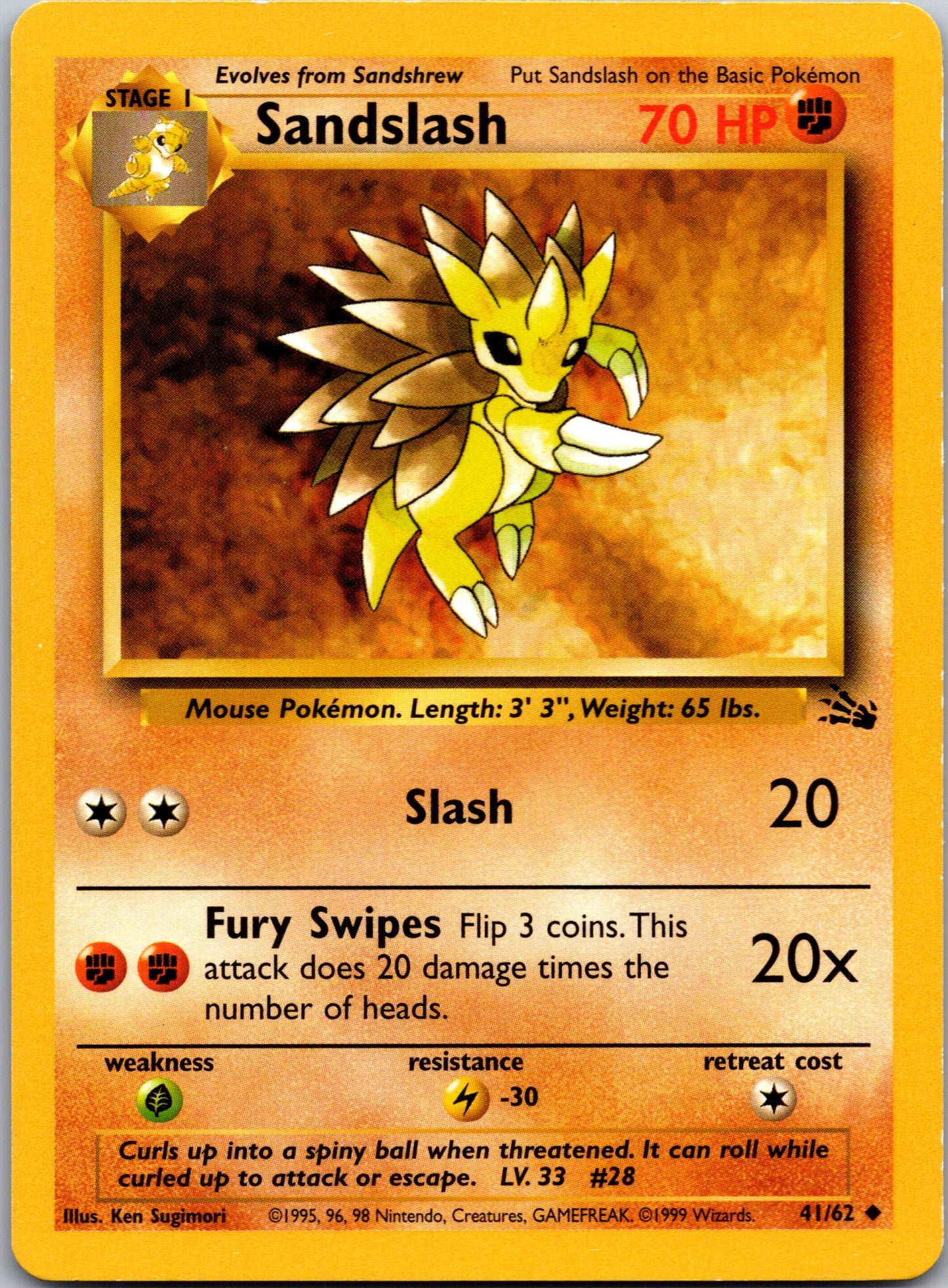 1999 Fossil 41/62 Sandslash Uncommon B59