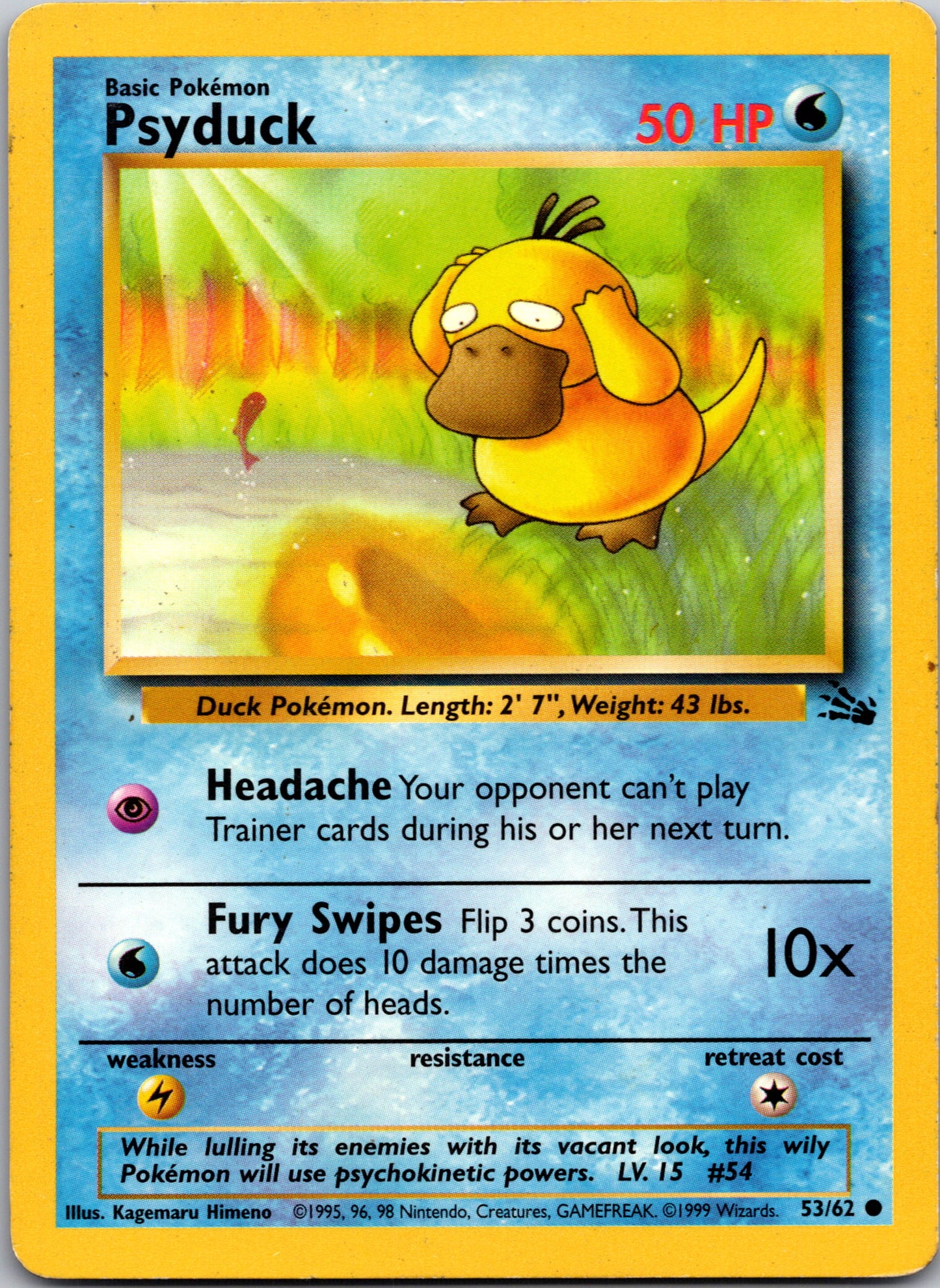 1999 Fossil 53/62 Psyduck Common A295