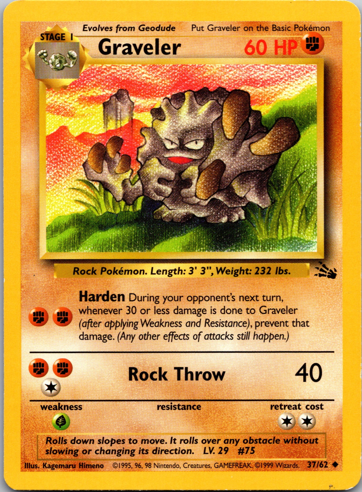 2000 Fossil 37/62 Graveler Uncommon A313