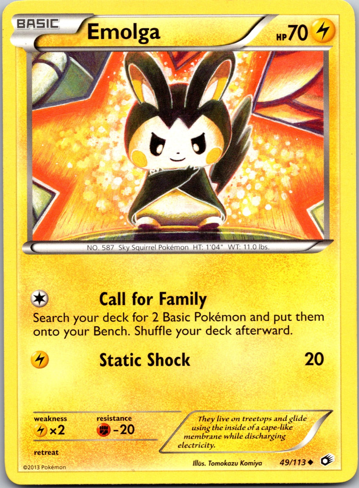 2013 Legendary Treasures 49/113 Emolga LP E156