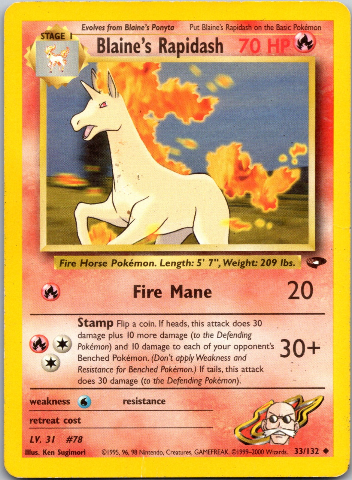 2000 Gym Challenge 033/132 Blaine's Rapidash LP