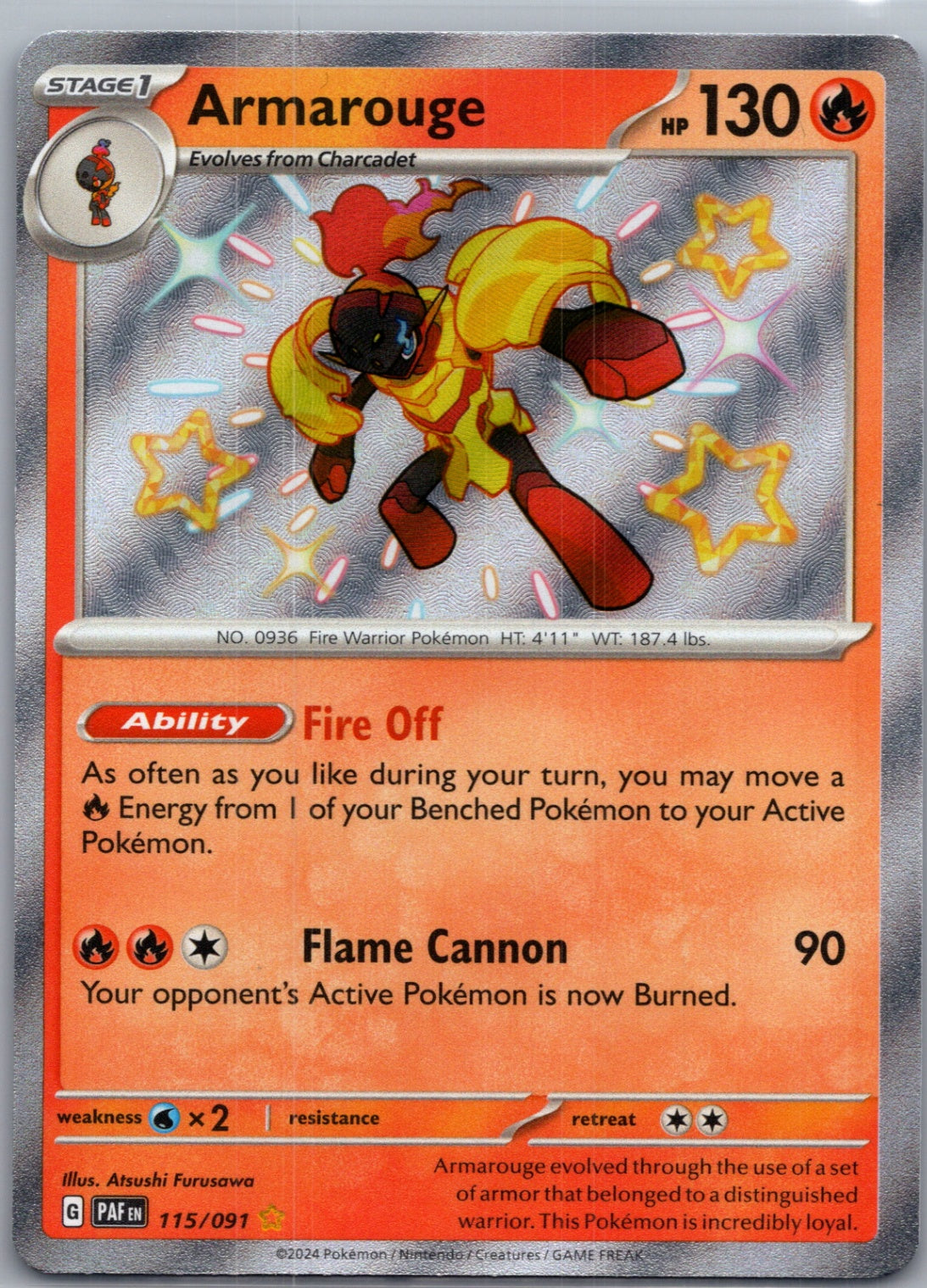2024 SV: Paldean Fates 115/091 Armarouge Shiny Rare F158