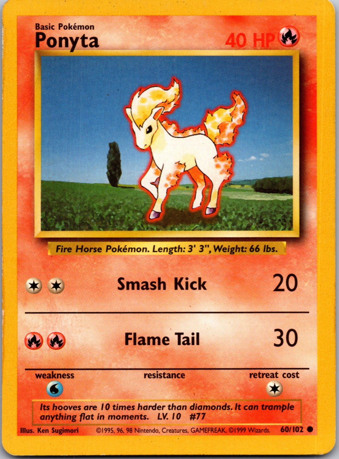 1999 Base Set  060/102 Ponyta Common L111