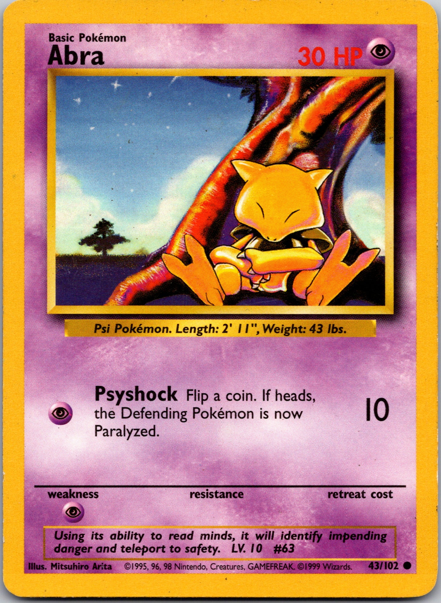 1999 Base Set 043/102 Abra Common A119