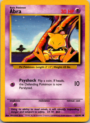 1999 Base Set 043/102 Abra Common A119
