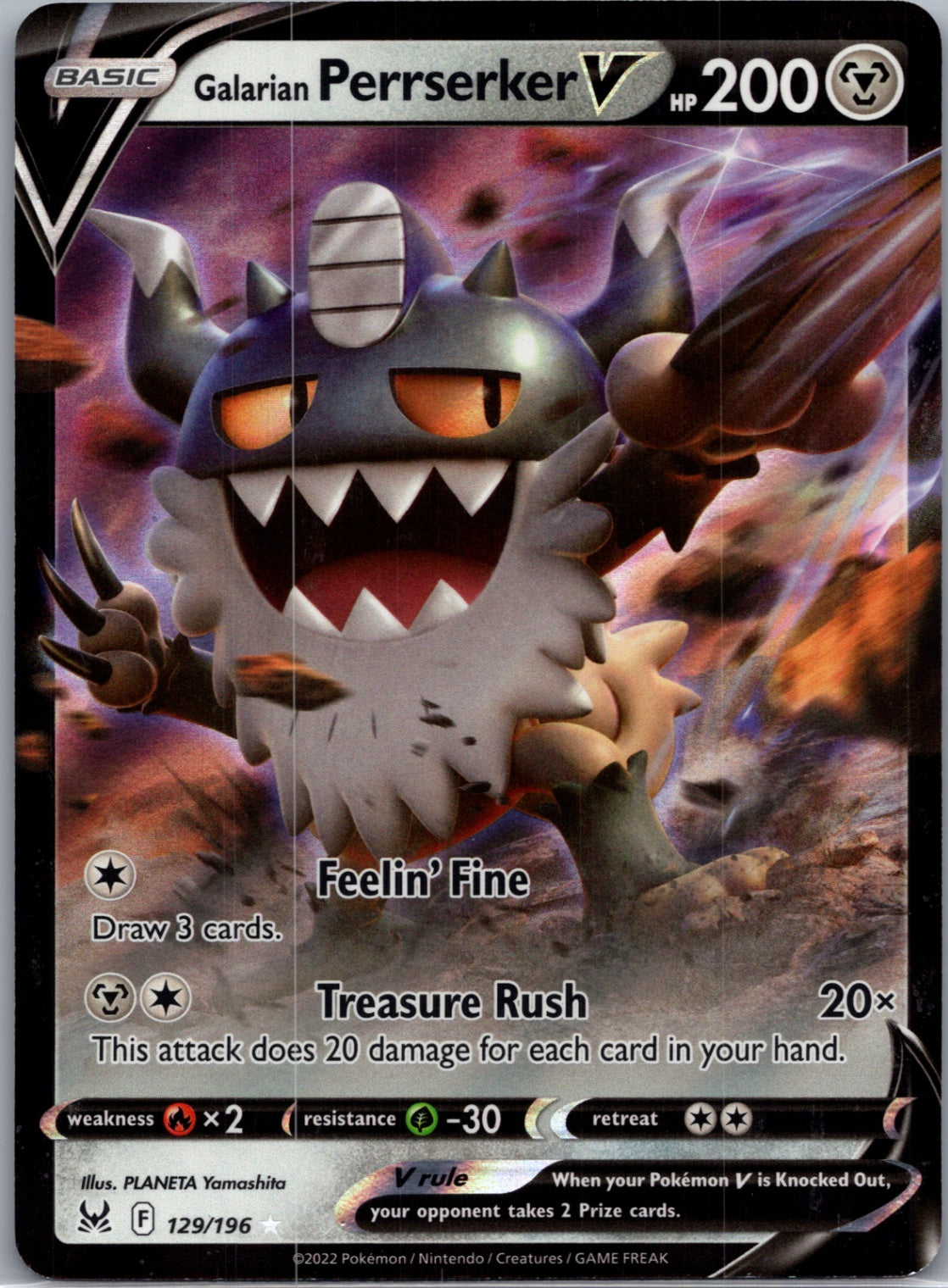 SWSH11: Lost Origin 129/196 Galarian Perrserker V Ultra Rare NM