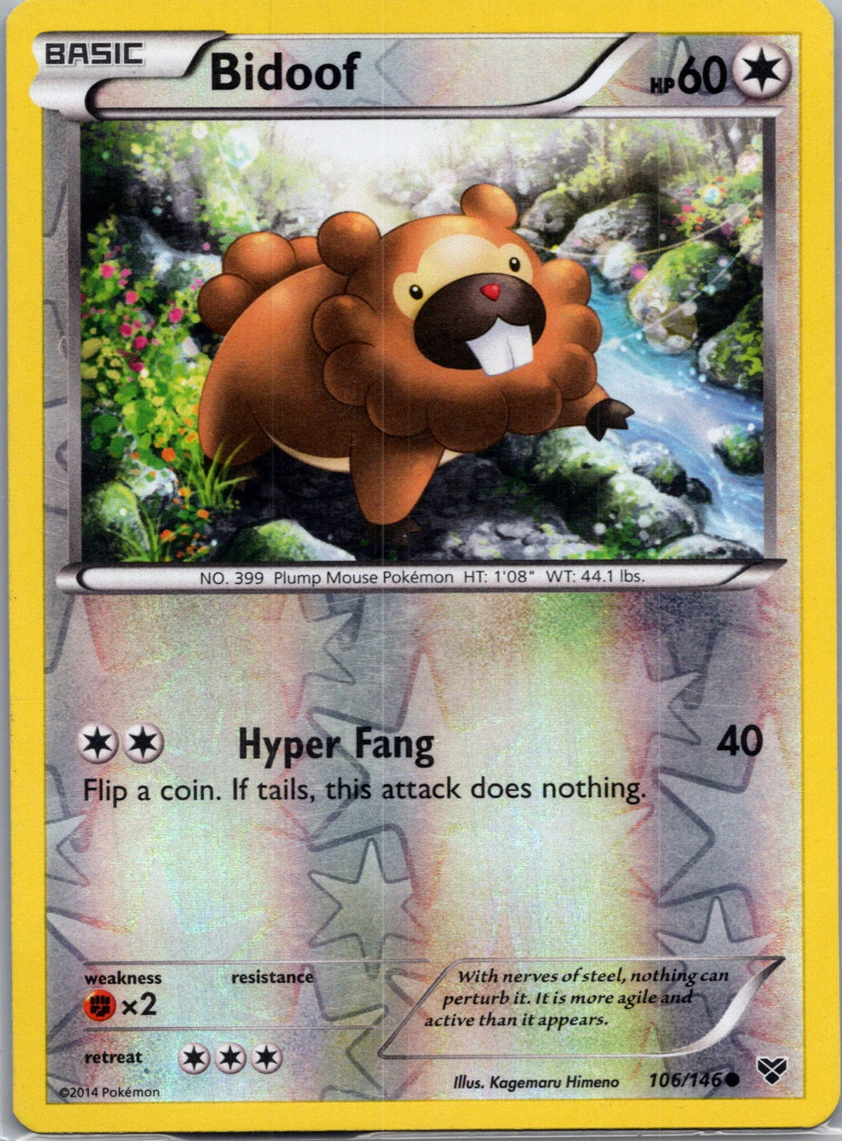 2014 XY Base Set 106/146 Bidoof [Reverse] LP G209
