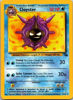 1999 Fossil #32/62 Cloyster Uncommon A156
