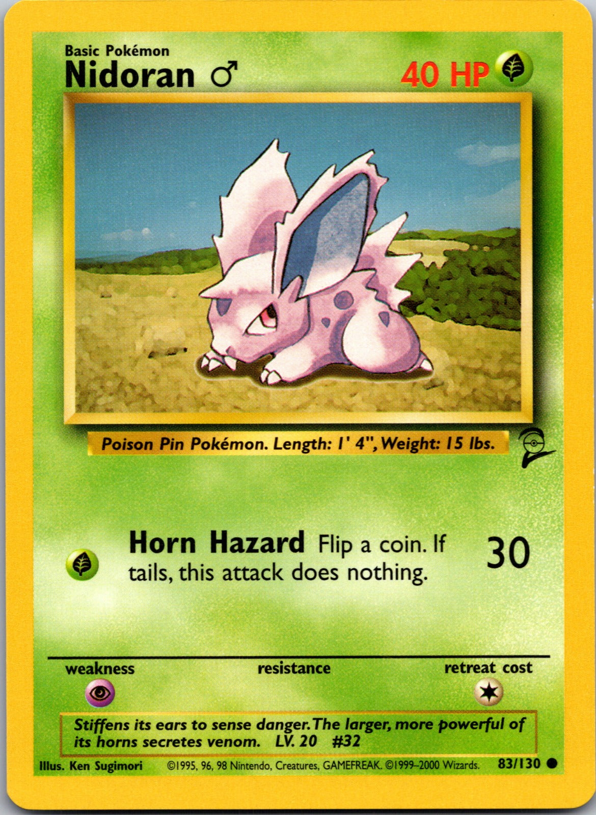 2000 Base Set 2 083/130 Nidoran M LP