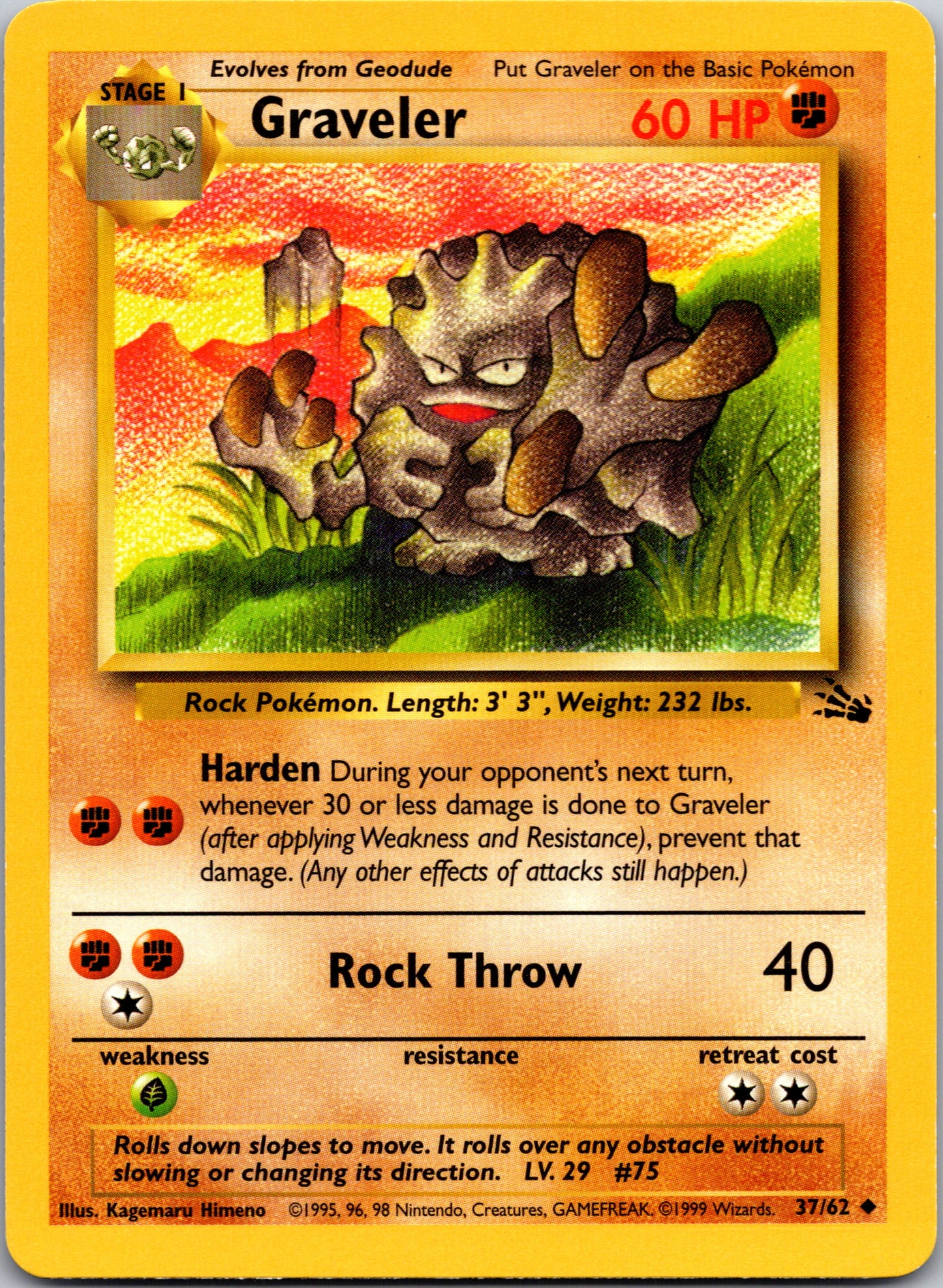 2000 Fossil 37/62 Graveler Uncommon A314