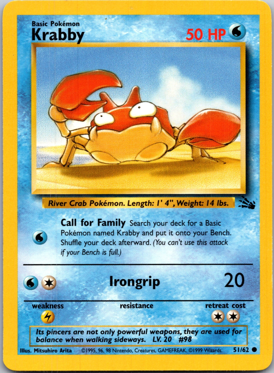 1999 Fossil #51/62 Krabby Common B245