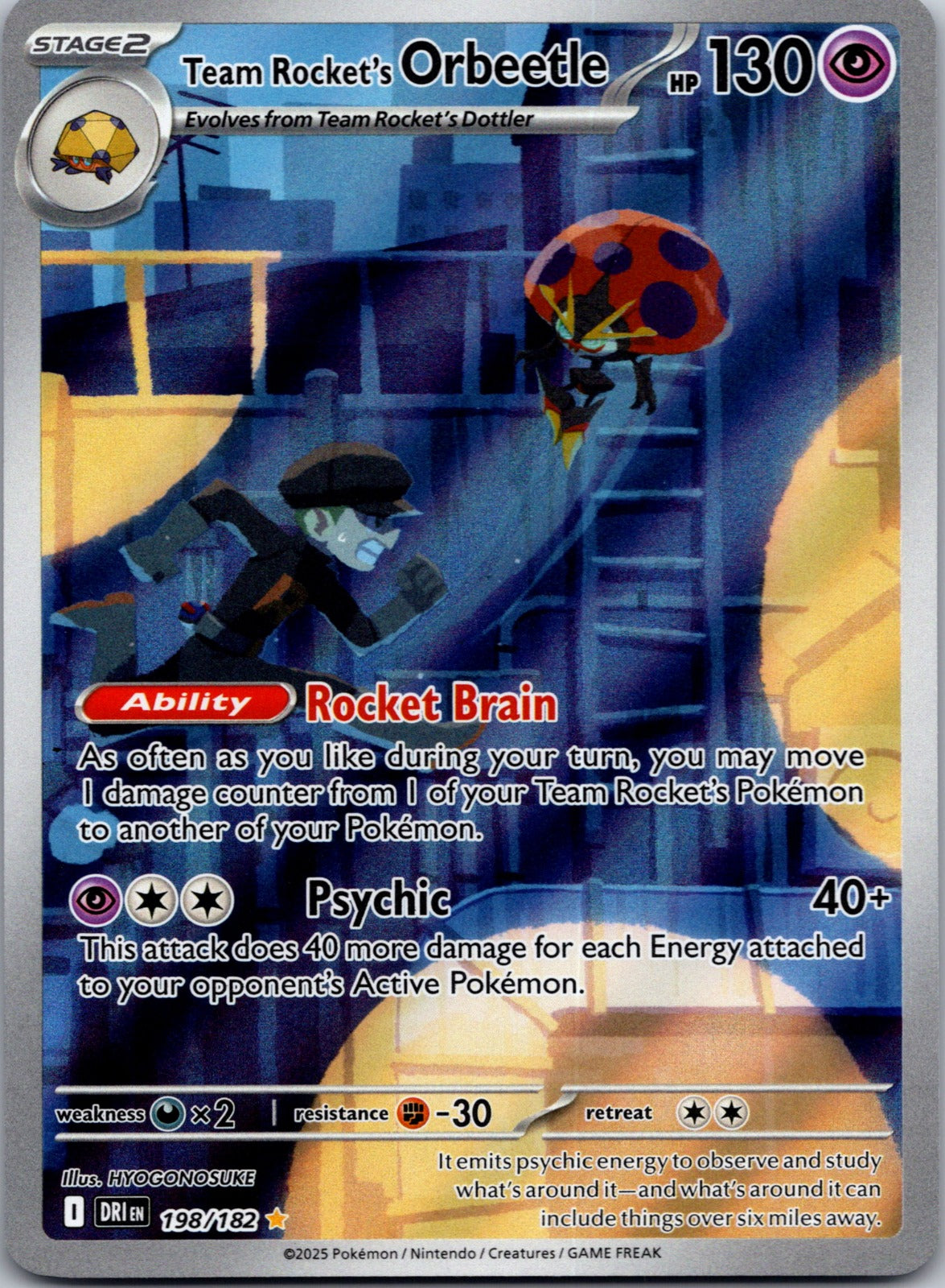 2025 SV10: Destined Rivals 198/182 Team Rocket's Orbeetle NM