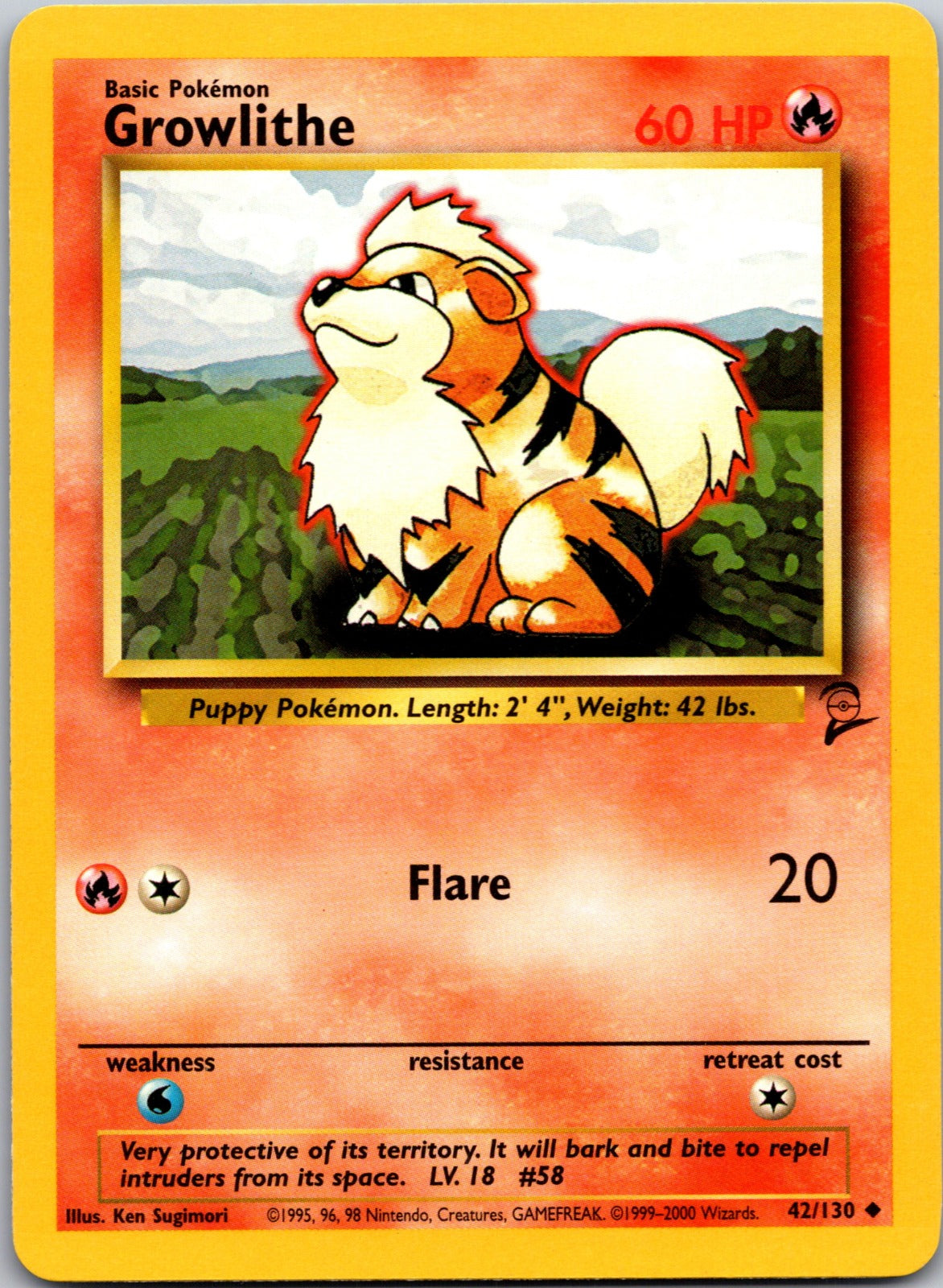 2000 Base Set 2 042/130 Growlithe LP