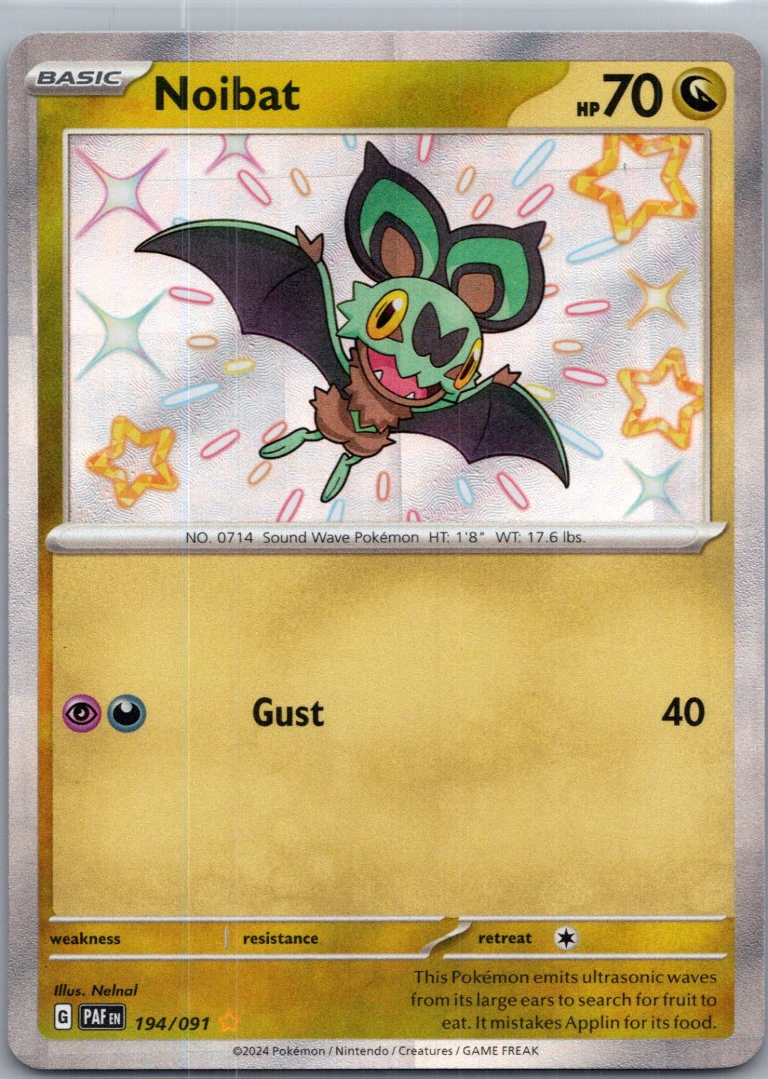2024 SV: Paldean Fates 194/091 Noibat Shiny Rare F142