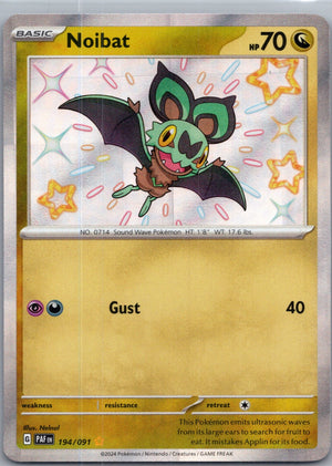 2024 SV: Paldean Fates 194/091 Noibat Shiny Rare F142