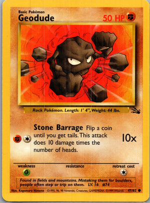 1999 Fossil #47/62 Geodude Common B156