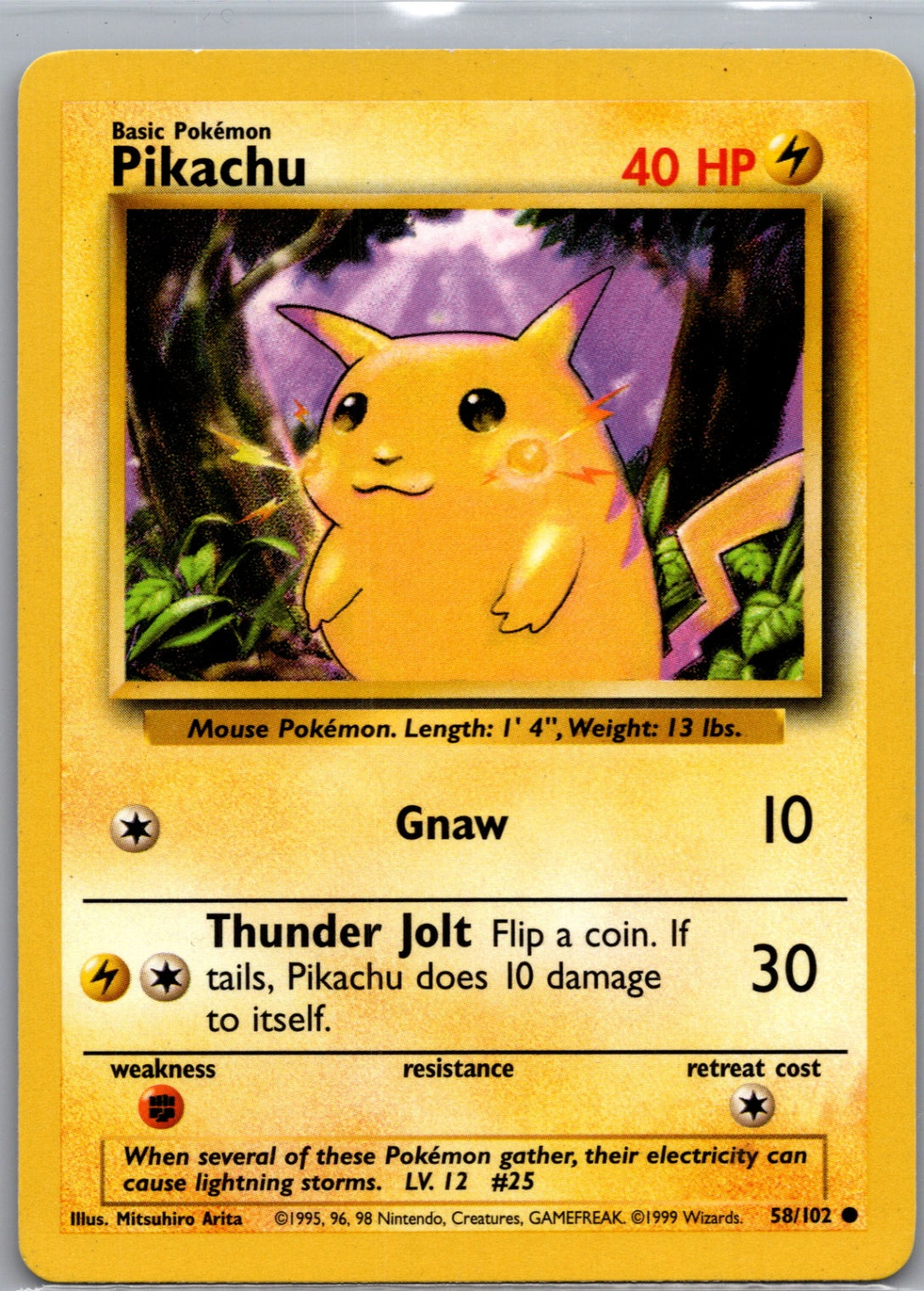 1999 Base Set  058/102 Pikachu Common M86