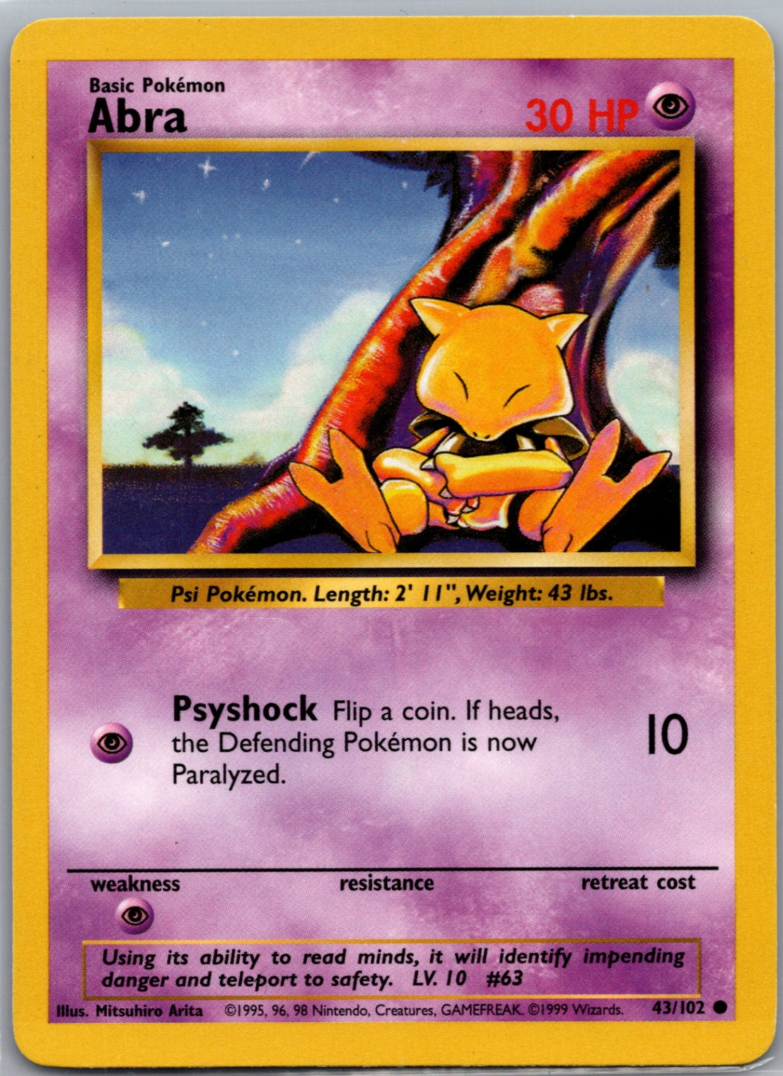 1999 Base Set  043/102 Abra Common M102