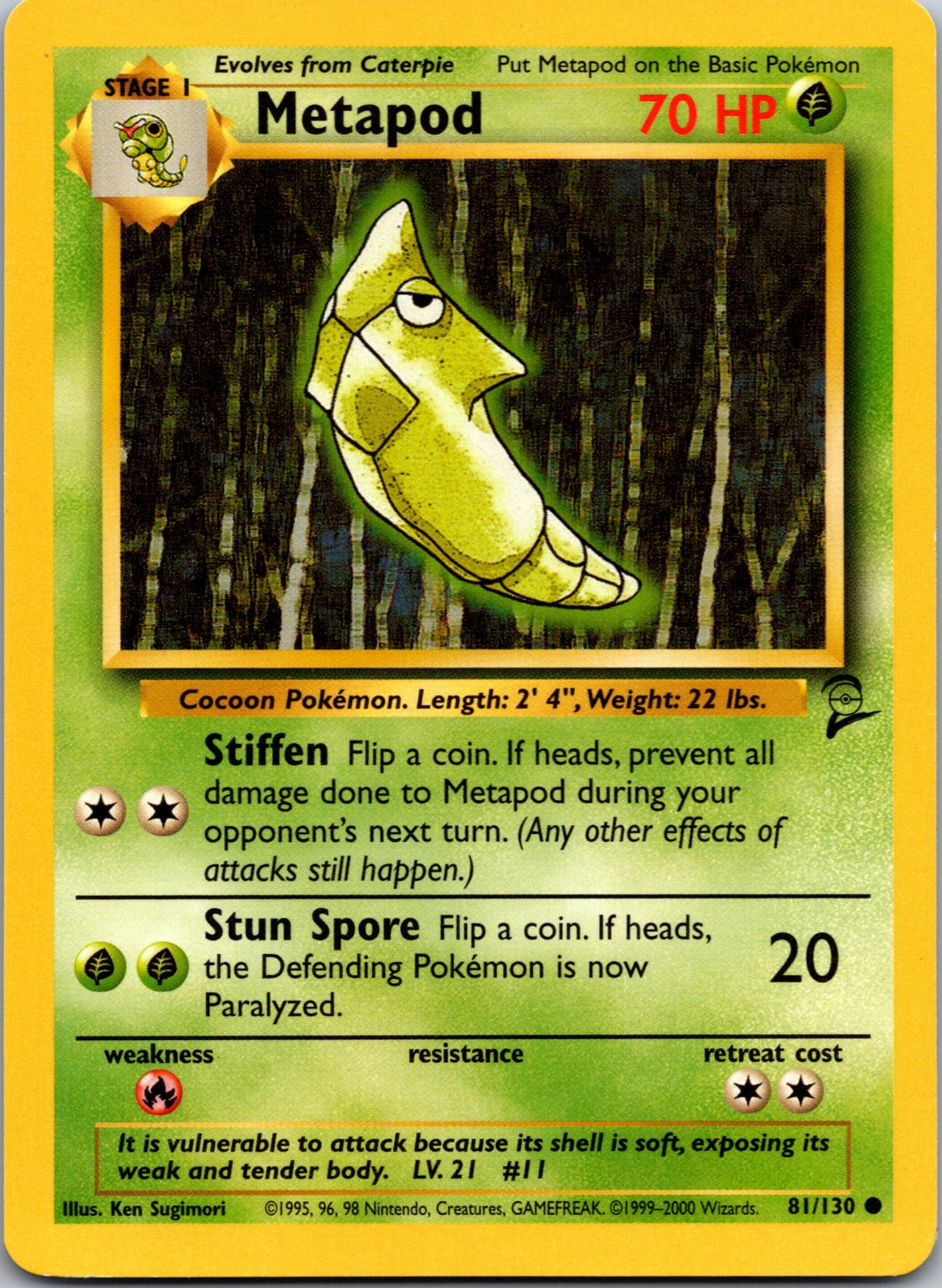 2000 Base Set 2 081/130 Metapod LP