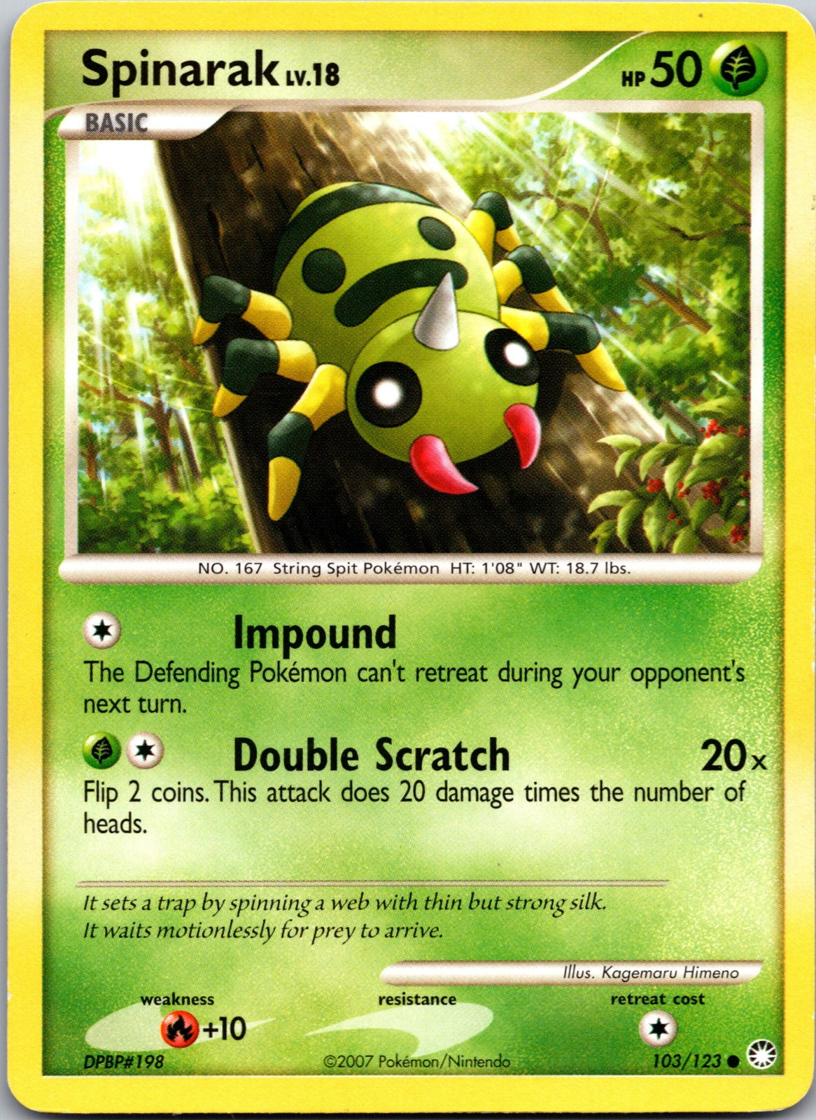 2007 Mysterious Treasures 103/123 Spinarak LP C354