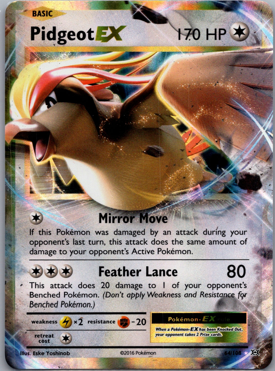 2016 XY - Evolutions 64/108 Pidgeot EX Ultra Rare D287