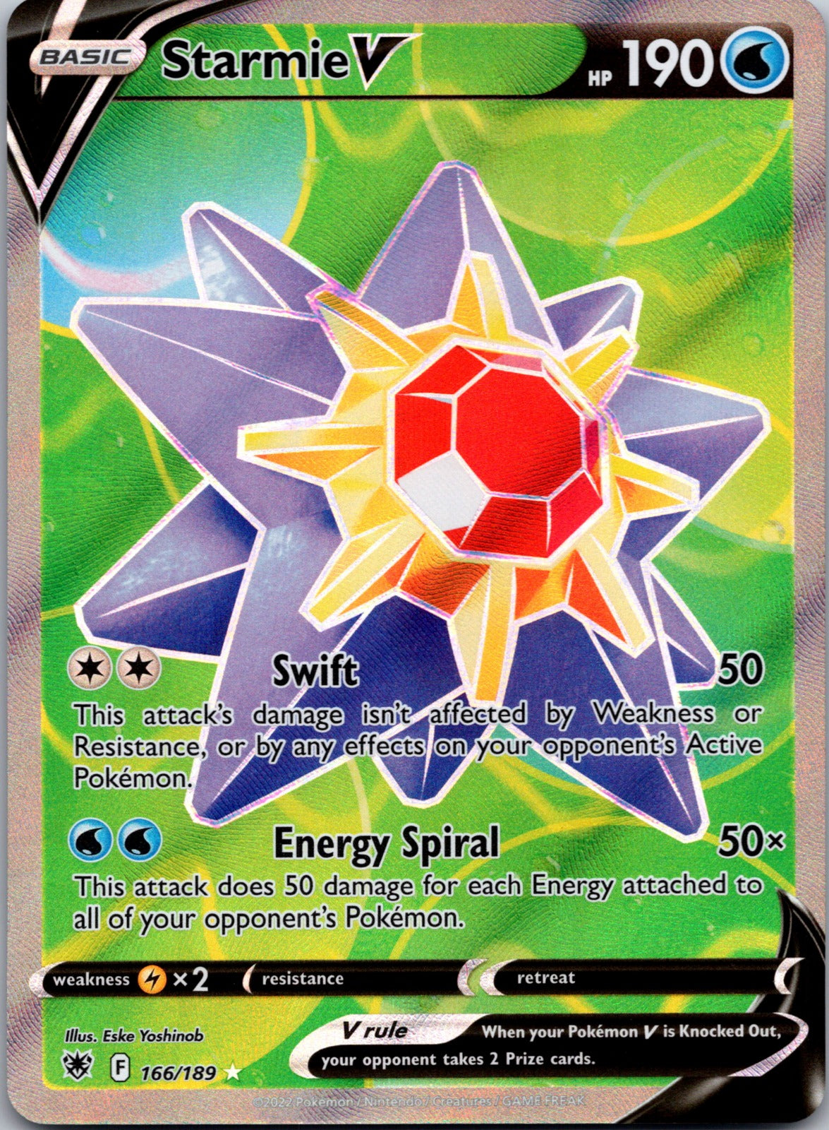 2022 SWSH10: Astral Radiance 166/189 Starmie V (Full Art) NM