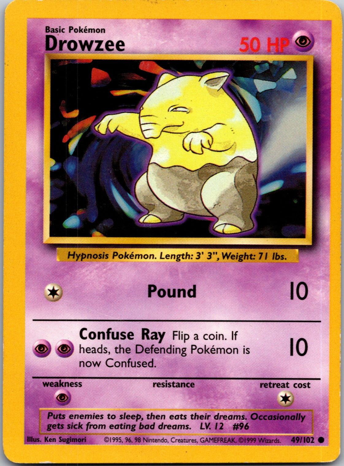 1999 Base Set 049/102 Drowzee Common M359