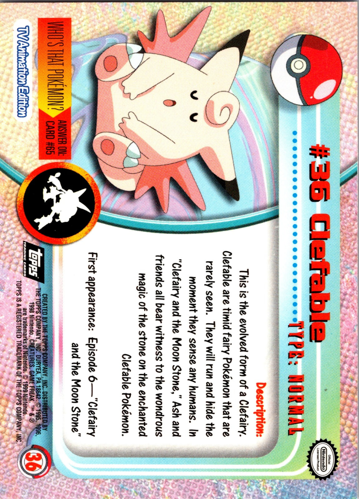 1999 Topps TV Clefable LP  X6