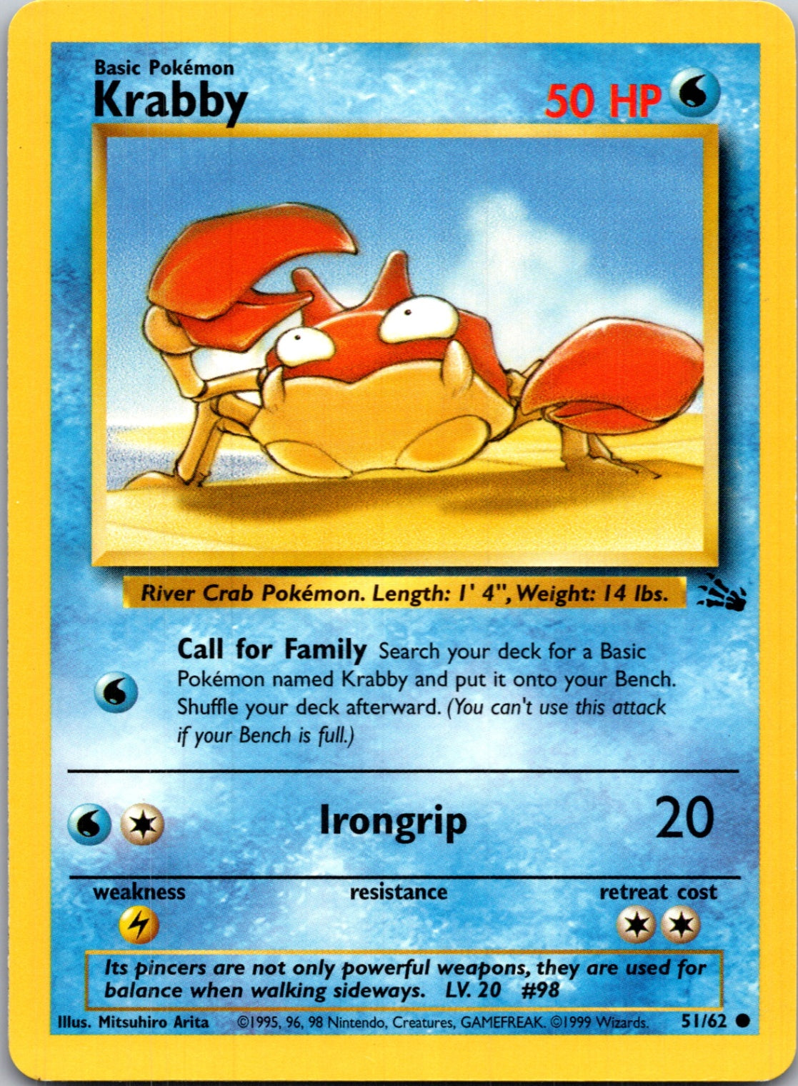 1999 Fossil #51/62 Krabby Common B240