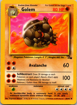 2000 Fossil 36/62 Golem Uncommon A324