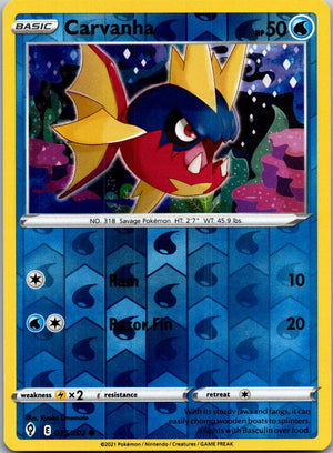 2021 Evolving Skies 0035/203 Carvanha Reverse Holo G322