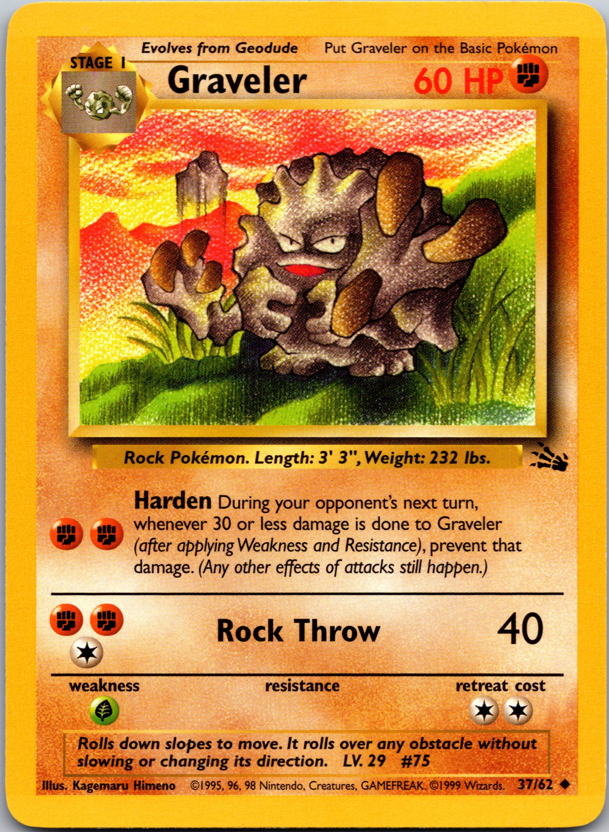 2000 Fossil 37/62 Graveler Uncommon A316