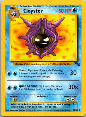 1999 Fossil 32/62 Cloyster Uncommon B9