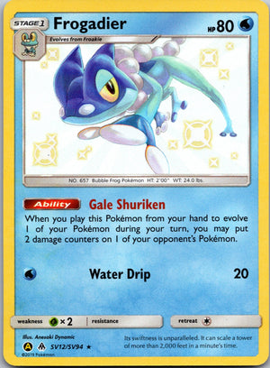 2019 Hidden Fates: Shiny Vault SV12/SV94 Frogadier NM