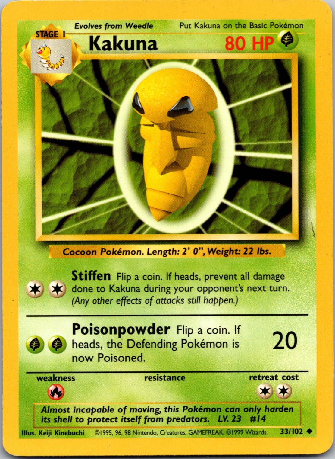 1999 Base Set #033/102 Kakuna Uncommon C198