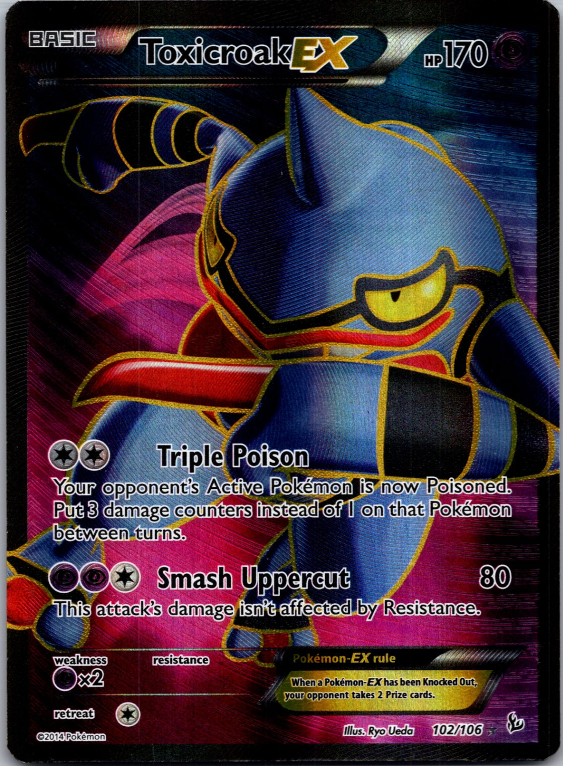 Toxicroak EX (102 Full Art) Holofoil Ultra Rare XY - Flashfire 102/106 NM