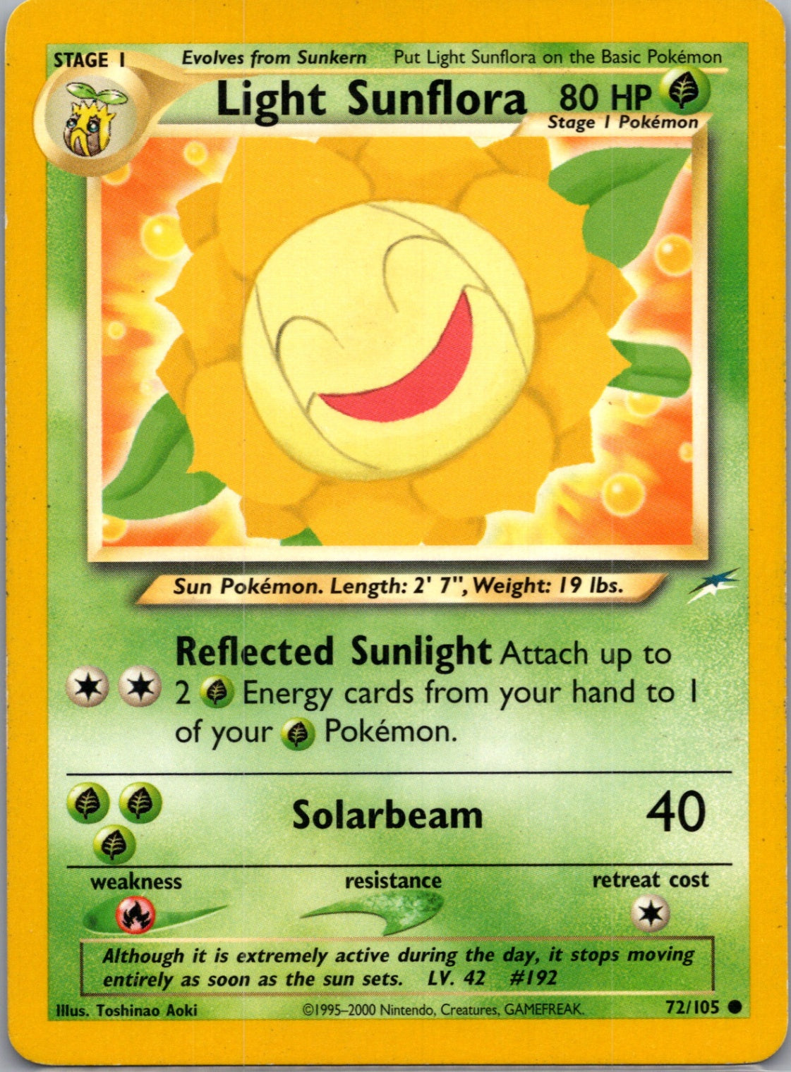 Neo Destiny 072/105 Light Sunflora Common NM