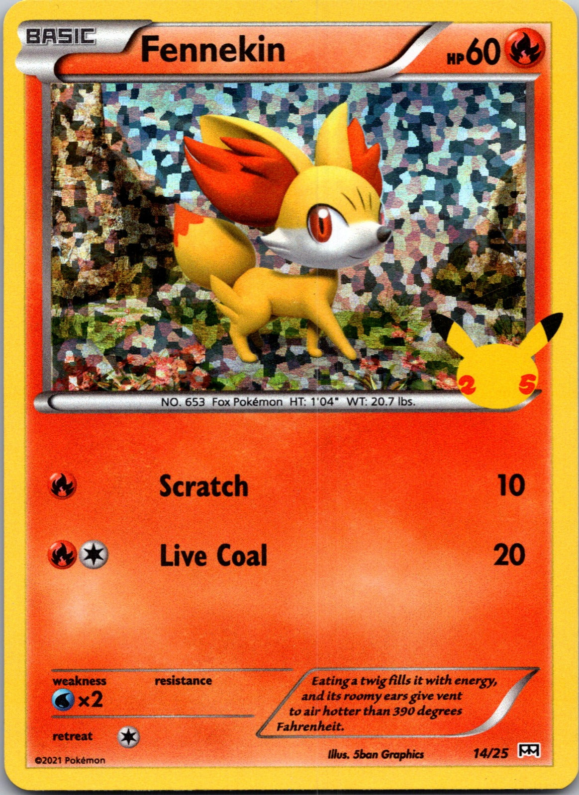 2021 McDonald's 25th Anniversary Promo 014/025 Fennekin - 14/25 LP
